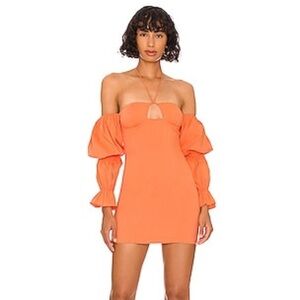Revolve MORE TO COME  MAXINE DRESS in orange Rust size XS halter